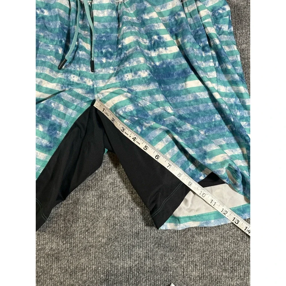 Lululemon Mens XL Blue Striped Lined Athletic Shorts Drawstring 9